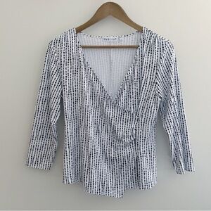 Habitat Dot Stripe Faux Wrap Top Medium Summer